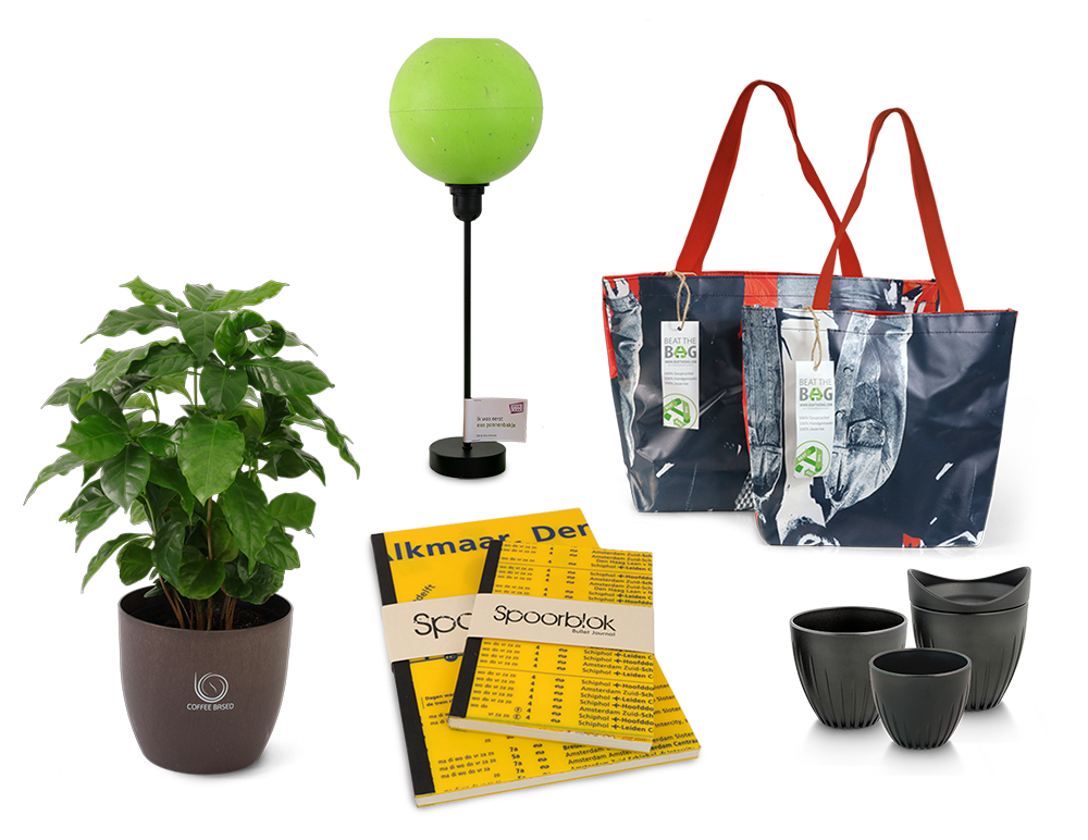 Producten gemaakt van gerecycled materiaal